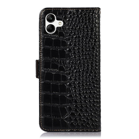 For Samsung Galaxy F14 5G RFID Blocking Phone Case Genuine Cowhide Leather Wallet Stand Cover
