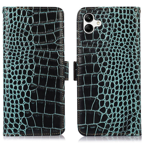 For Samsung Galaxy F14 5G RFID Blocking Phone Case Genuine Cowhide Leather Wallet Stand Cover