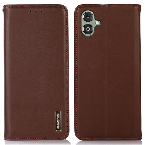 KHAZNEH For Samsung Galaxy F14 5G Stand Wallet Phone Case RFID Blocking Genuine Cowhide Leather Cover