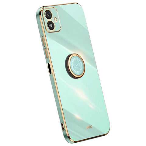 XINLI Phone Case for Samsung Galaxy F14 5G Electroplated Precise Lens Cut-out TPU Cover with Ring Kickstand