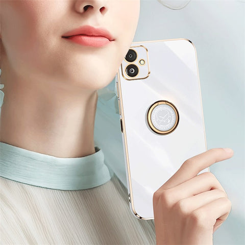 XINLI Phone Case for Samsung Galaxy F14 5G Electroplated Precise Lens Cut-out TPU Cover with Ring Kickstand