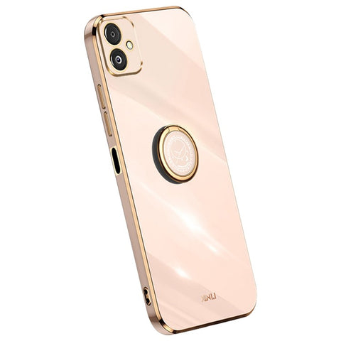 XINLI Phone Case for Samsung Galaxy F14 5G Electroplated Precise Lens Cut-out TPU Cover with Ring Kickstand