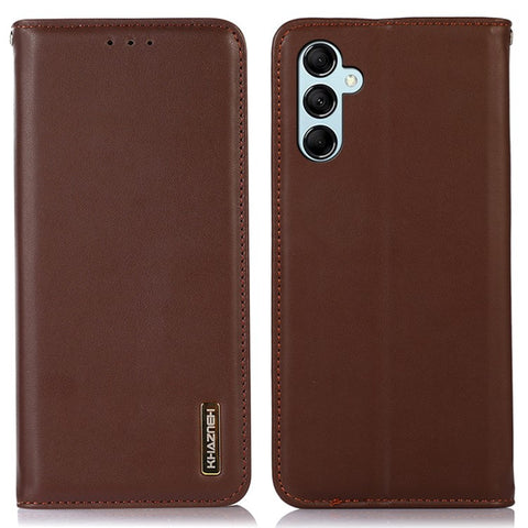 KHAZNEH For Samsung Galaxy M54 5G / F54 5G Genuine Cowhide Leather Phone Case Wallet RFID Blocking Stand Cover