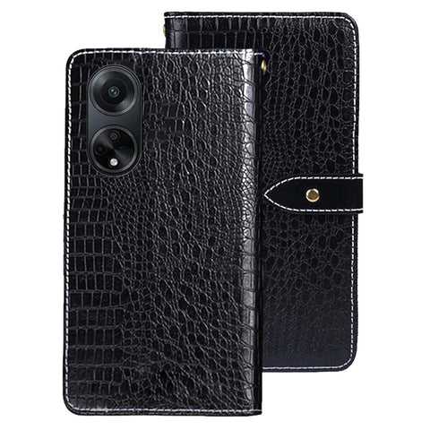IDEWEI PU Leather Phone Case for Oppo A98 5G Shockproof Case Crocodile Texture Wallet Stand Cover