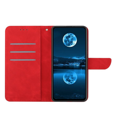 HT05 For Samsung Galaxy A12 / M12 / F12 Imprinted Line Wallet Stand Skin-touch PU Leather Phone Case