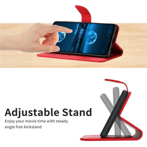 HT05 For Samsung Galaxy A12 / M12 / F12 Imprinted Line Wallet Stand Skin-touch PU Leather Phone Case