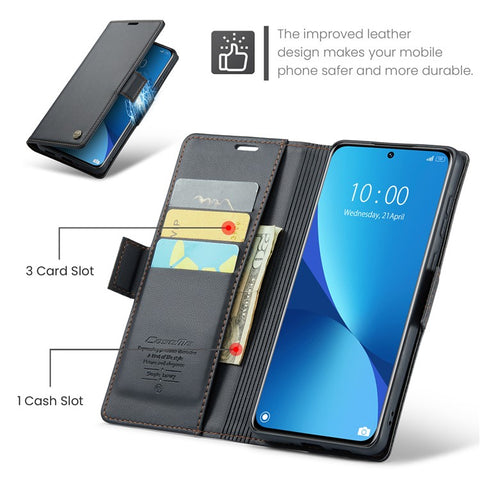 For Xiaomi 12 5G / 12X 5G / 12S 5G Leather Case CASEME 023 RFID Blocking 3 Card Slot Mobile Cover
