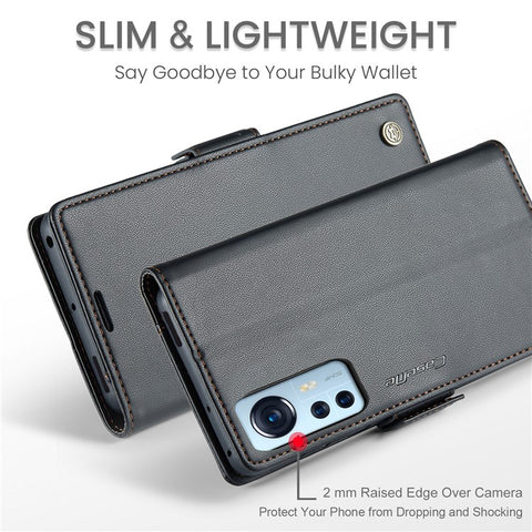For Xiaomi 12 5G / 12X 5G / 12S 5G Leather Case CASEME 023 RFID Blocking 3 Card Slot Mobile Cover
