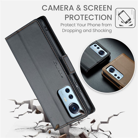 For Xiaomi 12 5G / 12X 5G / 12S 5G Leather Case CASEME 023 RFID Blocking 3 Card Slot Mobile Cover