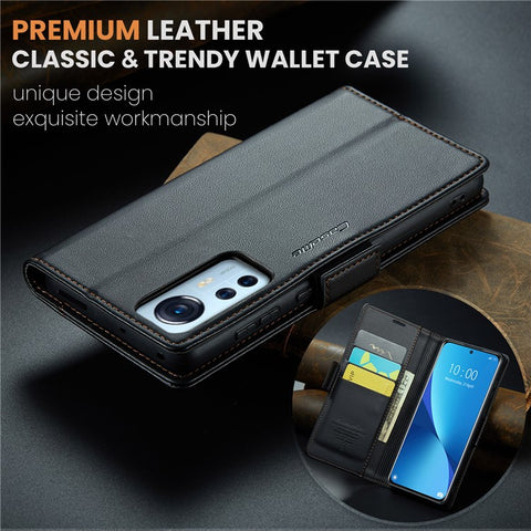 For Xiaomi 12 5G / 12X 5G / 12S 5G Leather Case CASEME 023 RFID Blocking 3 Card Slot Mobile Cover