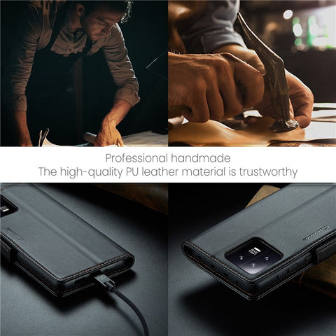 For Xiaomi 13 Leather Case CASEME 023 RFID Blocking 3 Card Slot Mobile Cover