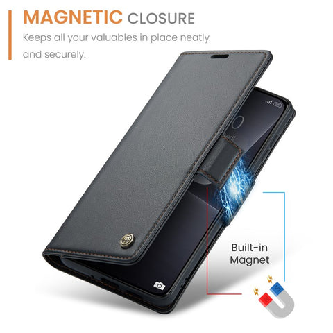 For Xiaomi 13 Leather Case CASEME 023 RFID Blocking 3 Card Slot Mobile Cover