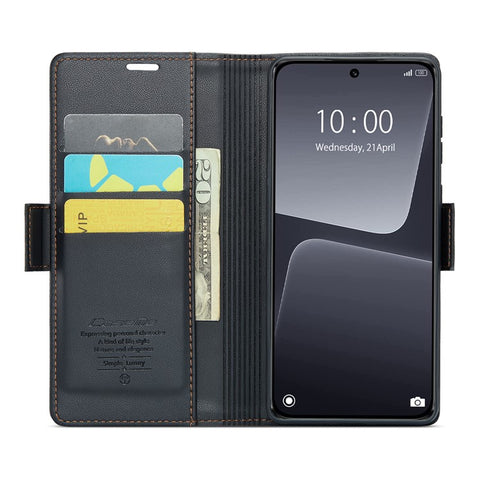 For Xiaomi 13 Leather Case CASEME 023 RFID Blocking 3 Card Slot Mobile Cover