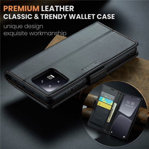 For Xiaomi 13 Leather Case CASEME 023 RFID Blocking 3 Card Slot Mobile Cover
