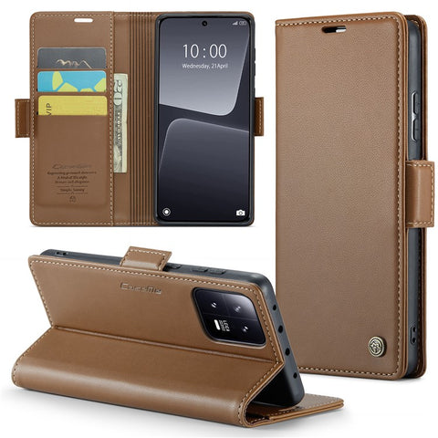 For Xiaomi 13 Leather Case CASEME 023 RFID Blocking 3 Card Slot Mobile Cover