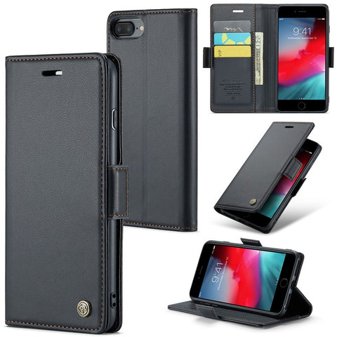 For iPhone 6 Plus / 6s Plus / 7 Plus / 8 Plus Leather Case CASEME 023 RFID Blocking 3 Card Slot Mobile Cover