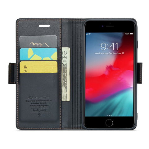 For iPhone 6 Plus / 6s Plus / 7 Plus / 8 Plus Leather Case CASEME 023 RFID Blocking 3 Card Slot Mobile Cover