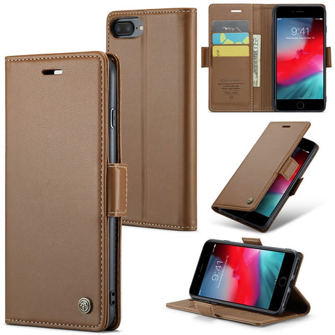 For iPhone 6 Plus / 6s Plus / 7 Plus / 8 Plus Leather Case CASEME 023 RFID Blocking 3 Card Slot Mobile Cover
