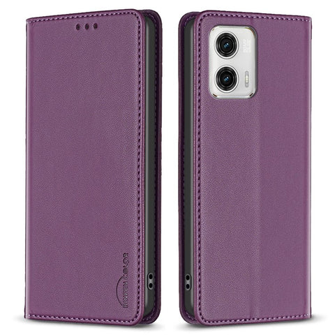 BINFEN COLOR BF18 PU Leather Cover for Motorola Moto G73 5G Card Slot Stand Magnetic Phone Case