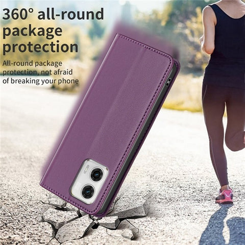 BINFEN COLOR BF18 PU Leather Cover for Motorola Moto G73 5G Card Slot Stand Magnetic Phone Case