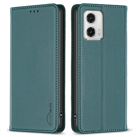 BINFEN COLOR BF18 PU Leather Cover for Motorola Moto G73 5G Card Slot Stand Magnetic Phone Case