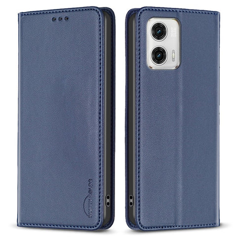 BINFEN COLOR BF18 PU Leather Cover for Motorola Moto G73 5G Card Slot Stand Magnetic Phone Case