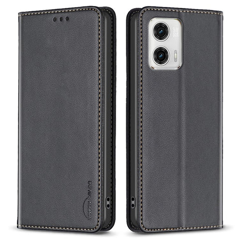 BINFEN COLOR BF18 PU Leather Cover for Motorola Moto G73 5G Card Slot Stand Magnetic Phone Case