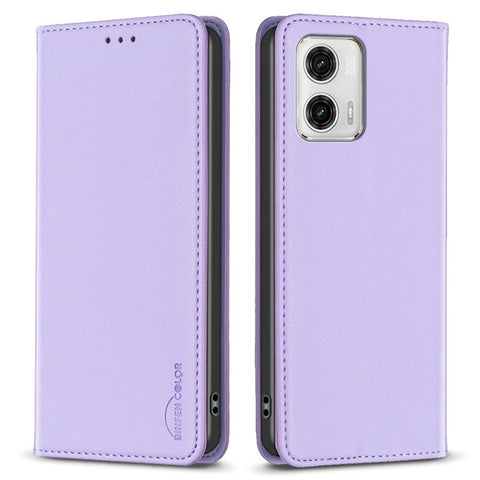 BINFEN COLOR BF18 PU Leather Cover for Motorola Moto G73 5G Card Slot Stand Magnetic Phone Case