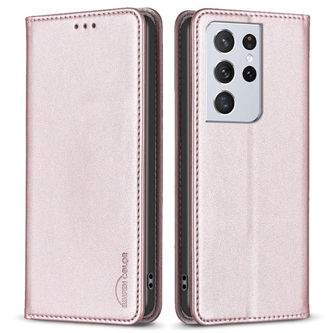 BINFEN COLOR BF18 Leather Phone Case for Samsung Galaxy S21 Ultra 5G Phone Cover with Stand Card Holder