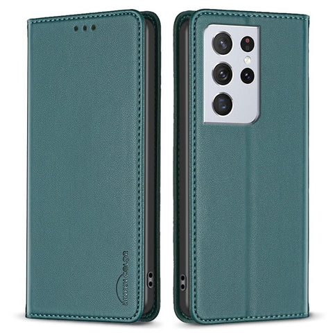 BINFEN COLOR BF18 Leather Phone Case for Samsung Galaxy S21 Ultra 5G Phone Cover with Stand Card Holder
