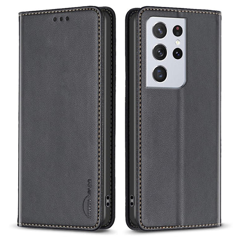 BINFEN COLOR BF18 Leather Phone Case for Samsung Galaxy S21 Ultra 5G Phone Cover with Stand Card Holder