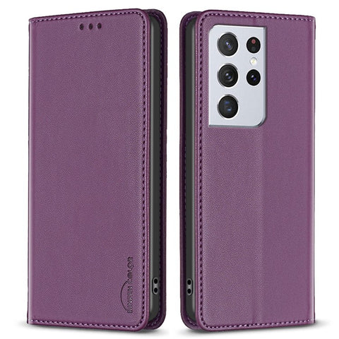 BINFEN COLOR BF18 Leather Phone Case for Samsung Galaxy S21 Ultra 5G Phone Cover with Stand Card Holder