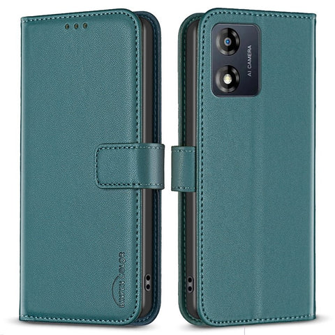 BINFEN COLOR BF17 For Motorola Moto E13 4G Flip Wallet Phone Case PU Leather Stand Magnetic Cover