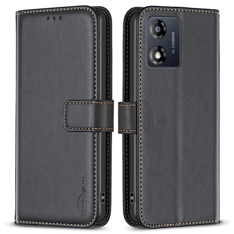 BINFEN COLOR BF17 For Motorola Moto E13 4G Flip Wallet Phone Case PU Leather Stand Magnetic Cover