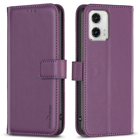 BINFEN COLOR BF17 Wallet Leather Phone Cover For Motorola Moto G73 5G Magnetic Closure Phone Stand Case