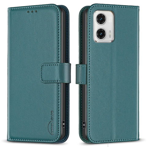 BINFEN COLOR BF17 Wallet Leather Phone Cover For Motorola Moto G73 5G Magnetic Closure Phone Stand Case