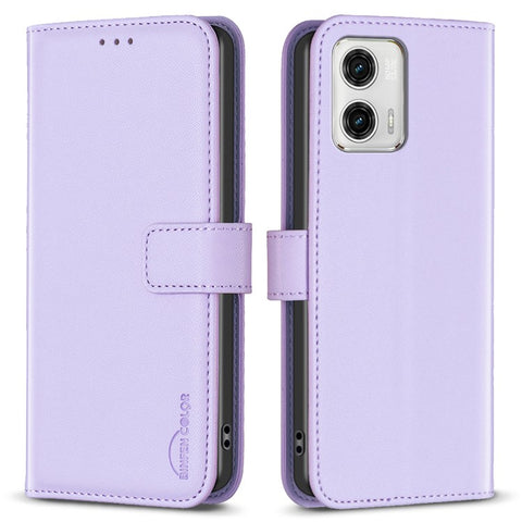 BINFEN COLOR BF17 Wallet Leather Phone Cover For Motorola Moto G73 5G Magnetic Closure Phone Stand Case
