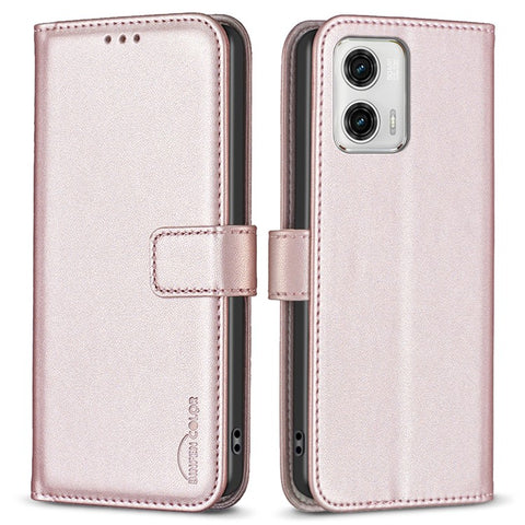 BINFEN COLOR BF17 Wallet Leather Phone Cover For Motorola Moto G73 5G Magnetic Closure Phone Stand Case