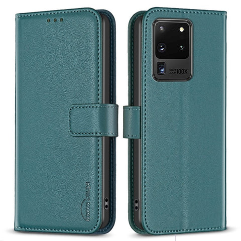 BINFEN COLOR BF17 TPU+PU Leather Phone Cover for Samsung Galaxy S20 Ultra Stand Magnetic Phone Case Wallet