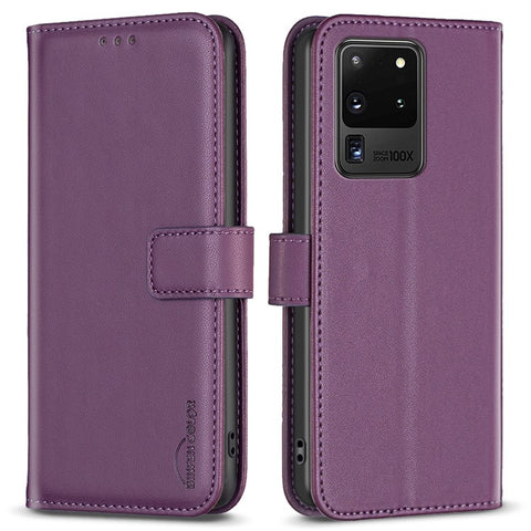 BINFEN COLOR BF17 TPU+PU Leather Phone Cover for Samsung Galaxy S20 Ultra Stand Magnetic Phone Case Wallet