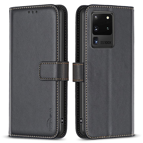 BINFEN COLOR BF17 TPU+PU Leather Phone Cover for Samsung Galaxy S20 Ultra Stand Magnetic Phone Case Wallet