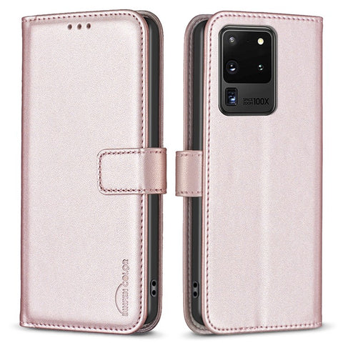 BINFEN COLOR BF17 TPU+PU Leather Phone Cover for Samsung Galaxy S20 Ultra Stand Magnetic Phone Case Wallet