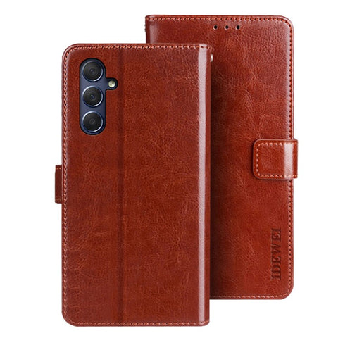 IDEWEI For Samsung Galaxy M54 5G / F54 5G Anti-Scratch Leather Phone Case Wallet Crazy Horse Texture Stand Phone Cover