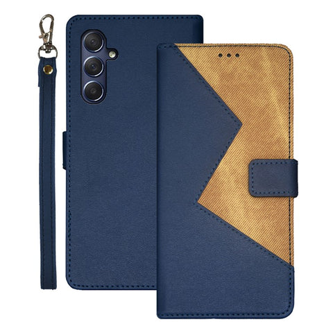 IDEWEI For Samsung Galaxy M54 5G / F54 5G Phone Cover Splicing Style PU Leather Flip Stand Case with Card Slots
