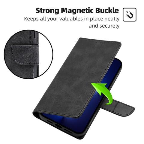 For Samsung Galaxy F14 5G Magnetic Protective Cover Calf Texture Stand Wallet PU Leather+TPU Phone Case