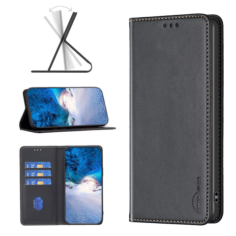 BINFEN COLOR BF18 Leather Phone Case for Oppo Find X6 Card Slots Stand Shockproof Phone Cover