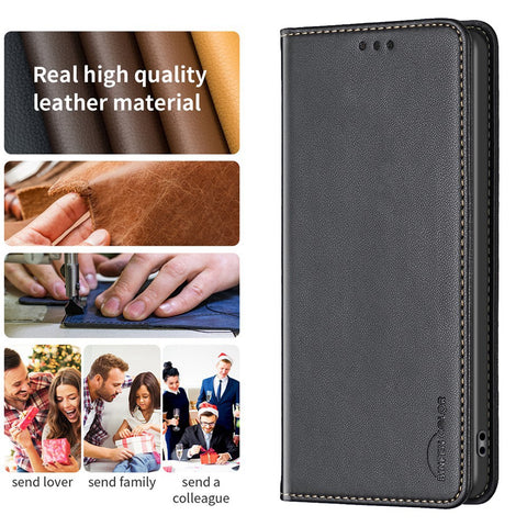 BINFEN COLOR BF18 Leather Phone Case for Oppo Find X6 Card Slots Stand Shockproof Phone Cover