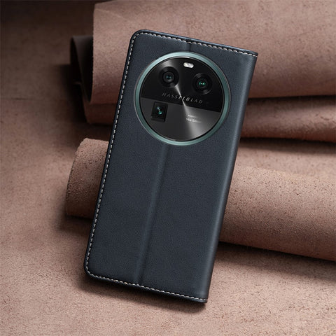BINFEN COLOR BF18 Leather Phone Case for Oppo Find X6 Card Slots Stand Shockproof Phone Cover