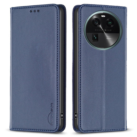 BINFEN COLOR BF18 Leather Phone Case for Oppo Find X6 Card Slots Stand Shockproof Phone Cover