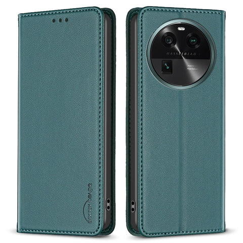 BINFEN COLOR BF18 Leather Phone Case for Oppo Find X6 Card Slots Stand Shockproof Phone Cover